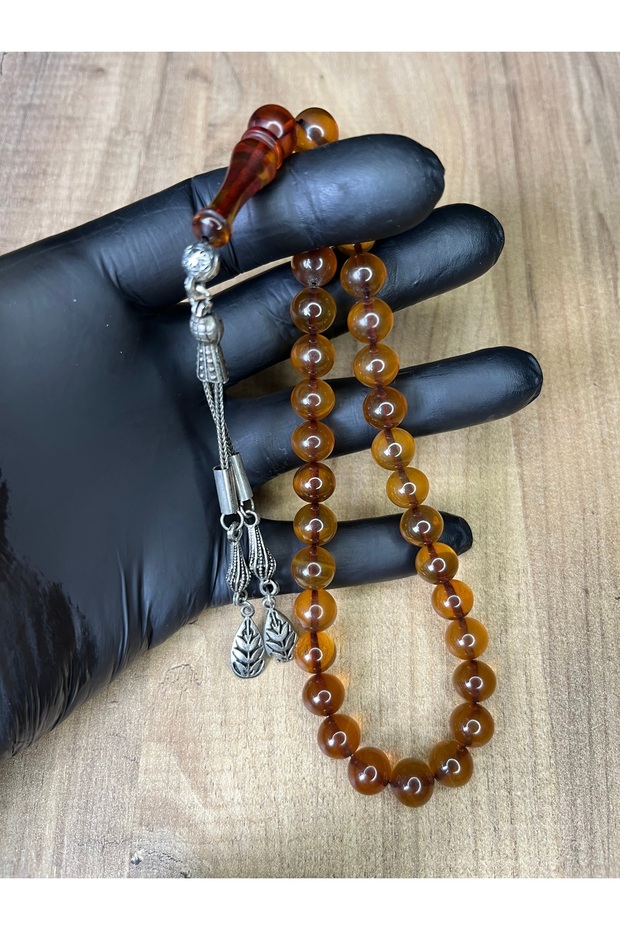 High-End Vintage Collectible Crimped Amber Prayer Beads