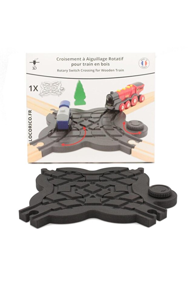 Rotating Switch Wooden Train Intersection - 1
