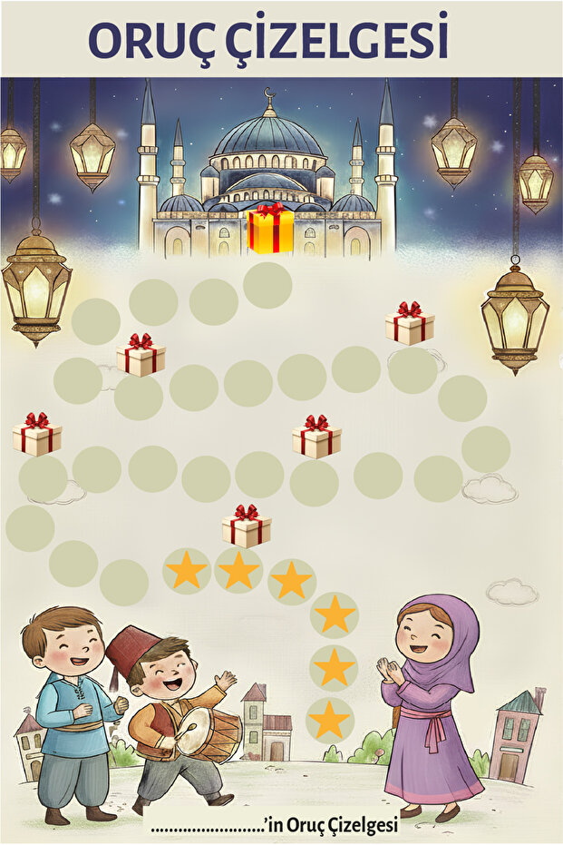 Award-Winning Fasting Tracker Chart - Ramadan Motivation Board for Kids + Star Stickers