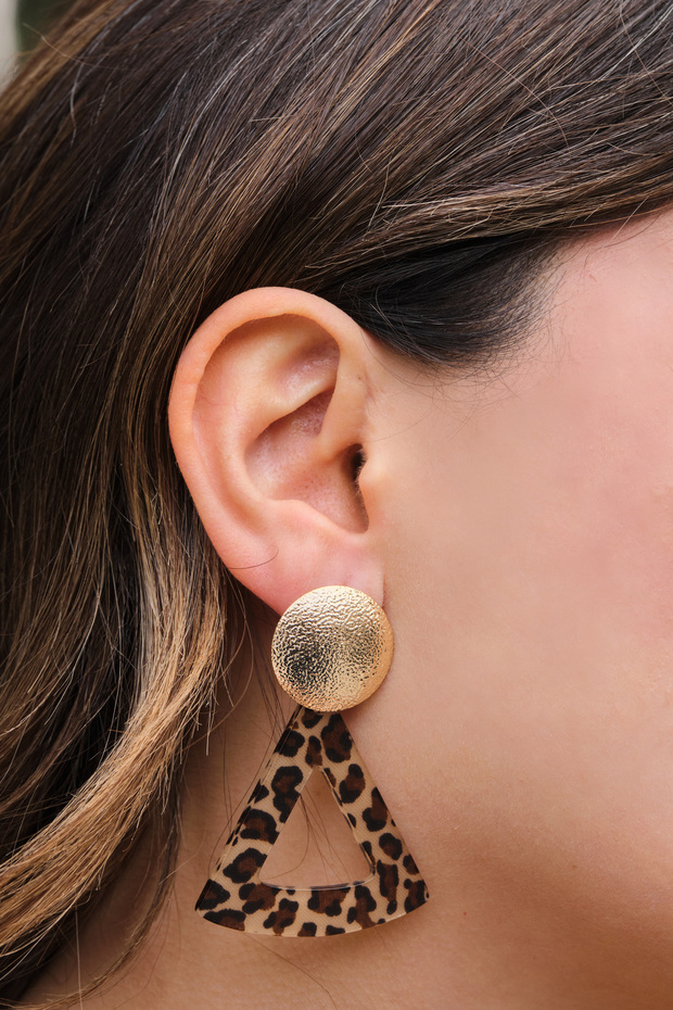 Vip Leopard Pattern Textured Plate Earrings Half Ball Steel Tip Metal Earrings 6cm