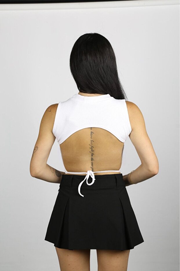 Backless Crop Blouse - 1