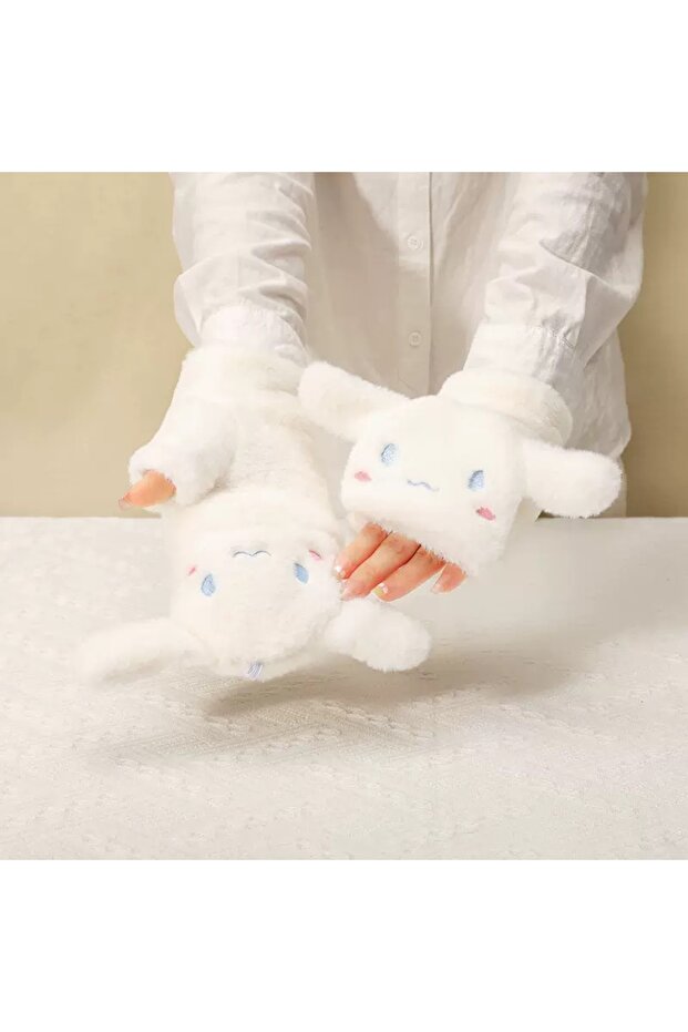 Cinnamoroll Winter Snow Gloves Plush Luxury Soft Buttoned Cover Fingerless Boys Girls Children Gift