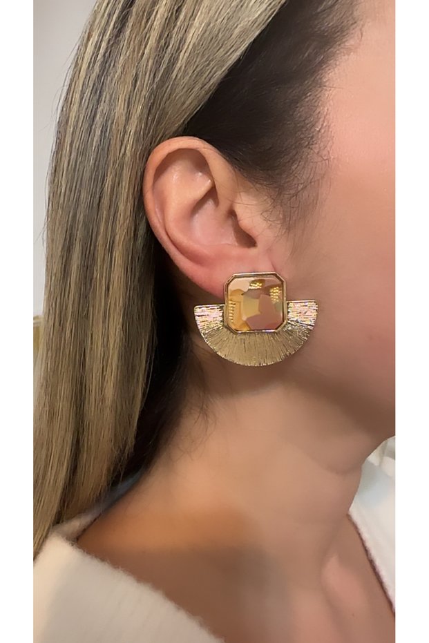 Stoned Zara Model Women's Steel Earrings Anti-Tarnish Water-Resistant Hypoallergenic