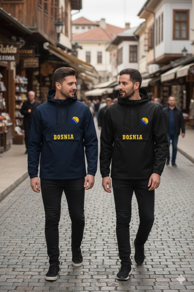 Bosnia and Herzegovina Bosnia Hersek Half Zip Raincoat
