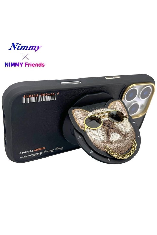 iPhone 16 Pro Max | Magsafe Compatible Premium 3D Glasses and Chain Detailed Embroidered Dog Case 2.0