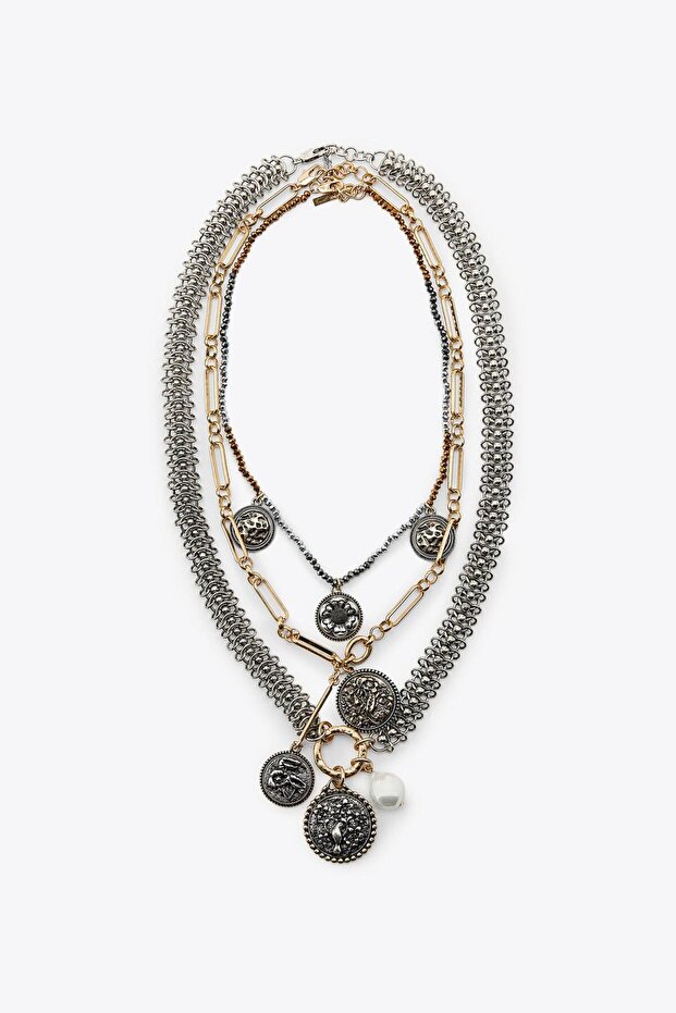 Madalyon Charm 3’lü Kolye Seti - 1