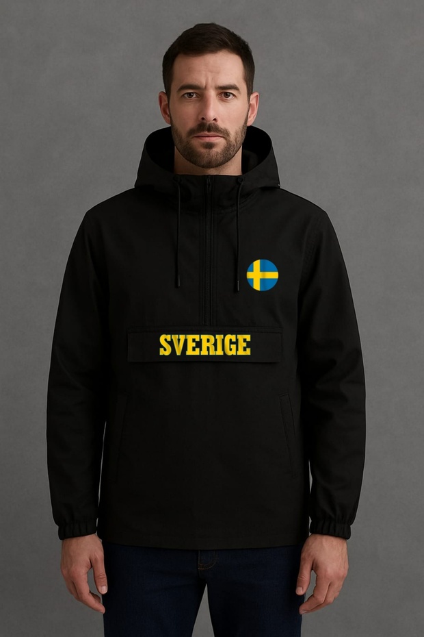 Sweden Sverige Half Zip Raincoat