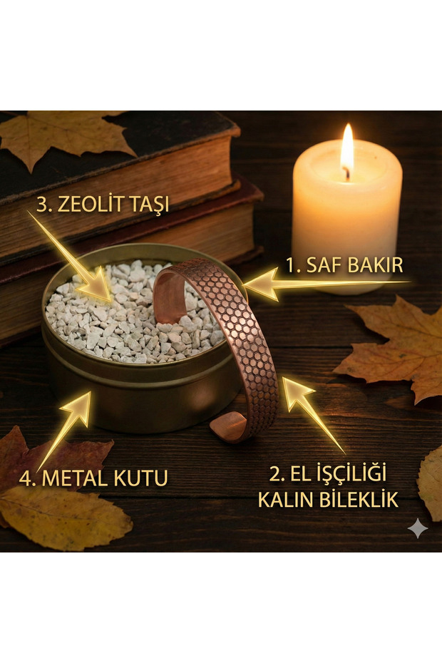 The Meeting of Nature's Elegance and Craftsmanship: Pure Copper Handcrafted Bracelet & Zeolite Stone Gift Set