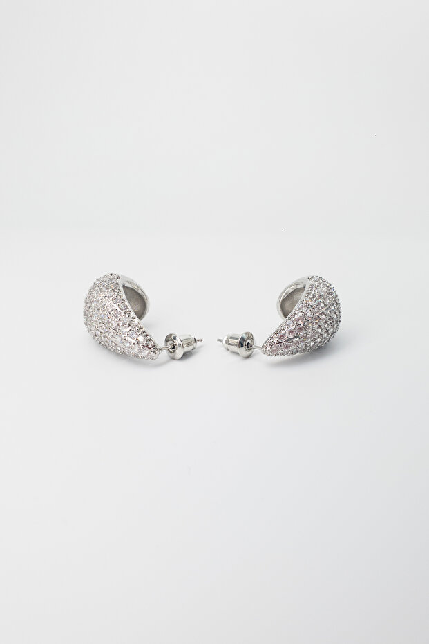 Damla Form Zircon Decorated Earrings – Bottega Style | Gold & Silver