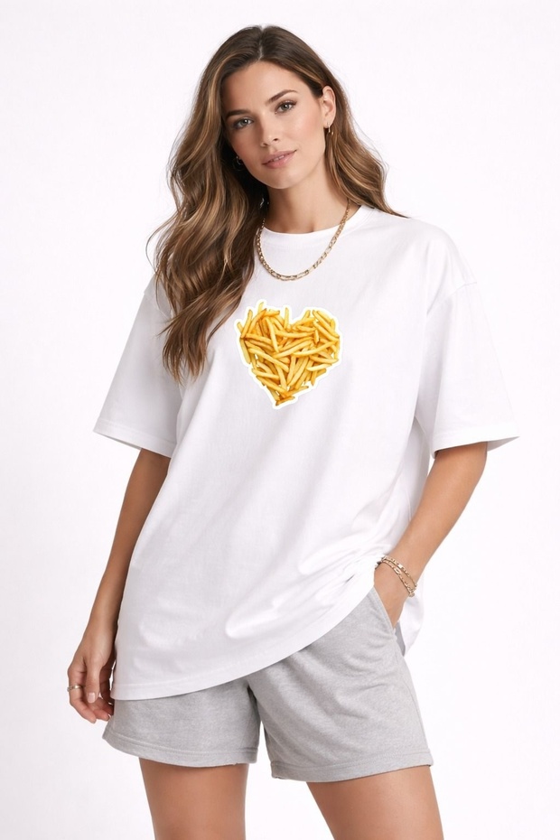 Heart Fried Potatoes Printed Unisex T-Shirt