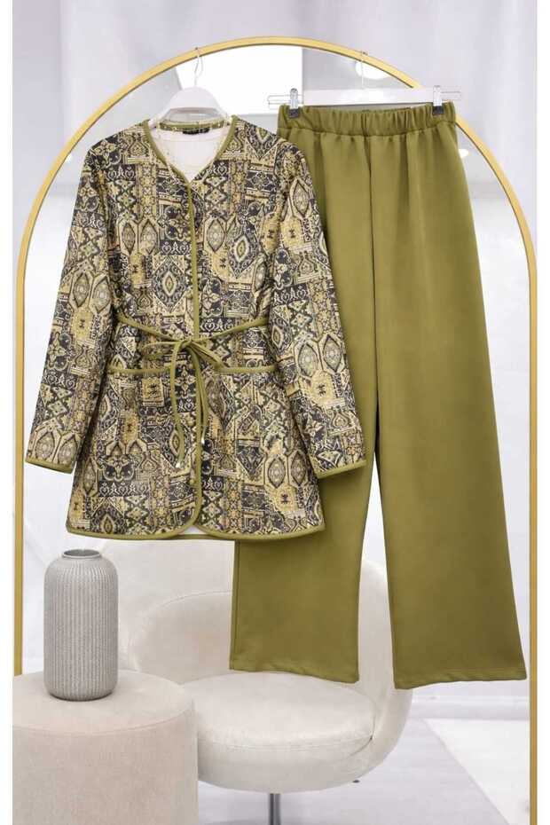 Women's Ethnic Pattern Rope Lace-Up Double Set