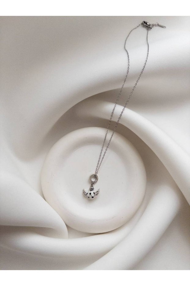 Steel Chain Necklace - Soccer Ball Pendant - Steel Chain Soccer Ball Necklace - Steel Necklace