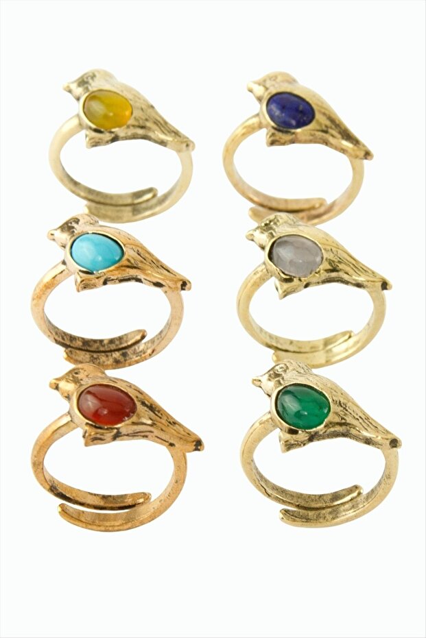 خاتم أصلي من حجر الطيور الطبيعي - 1