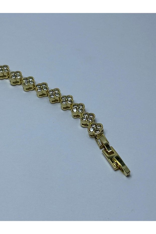 Zircon Stone Adjustable Row Clover Motif Women's Bracelet