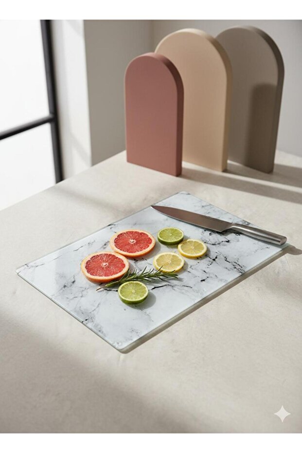 لوح تقطيع زجاجي بنمط رخامي - 3