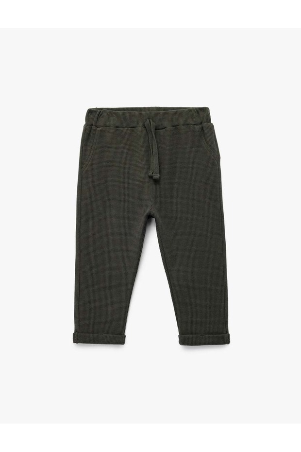 Cotton Textured Basic Anthracite Baby Boy Sweatpants 6Wmb40042Tk