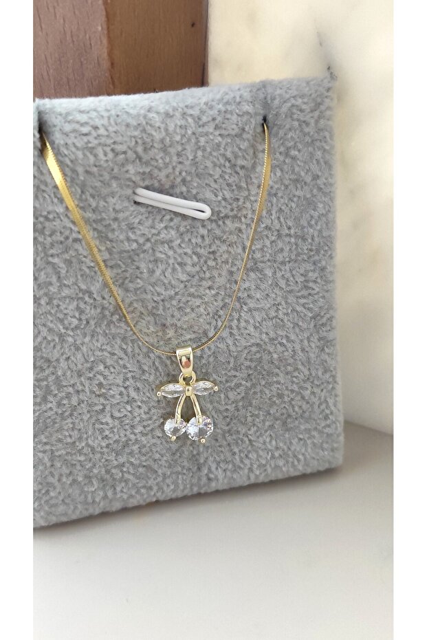 316L Steel Cherry Stone Model Steel Necklace Does Not Tarnish -42+5Cm
