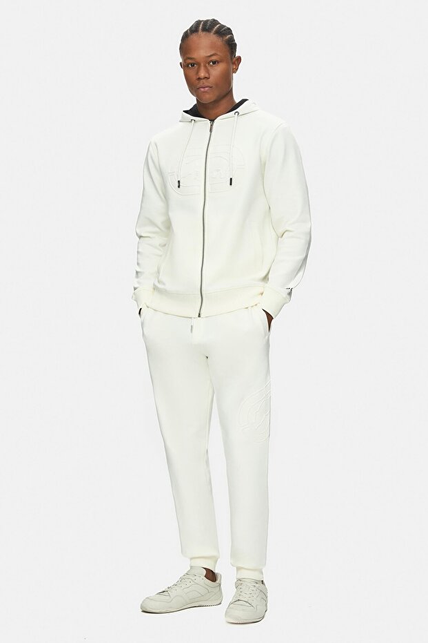 Manahawk Men's White Jogger Relaxed Fit Lace-Up Waist Sweatpants