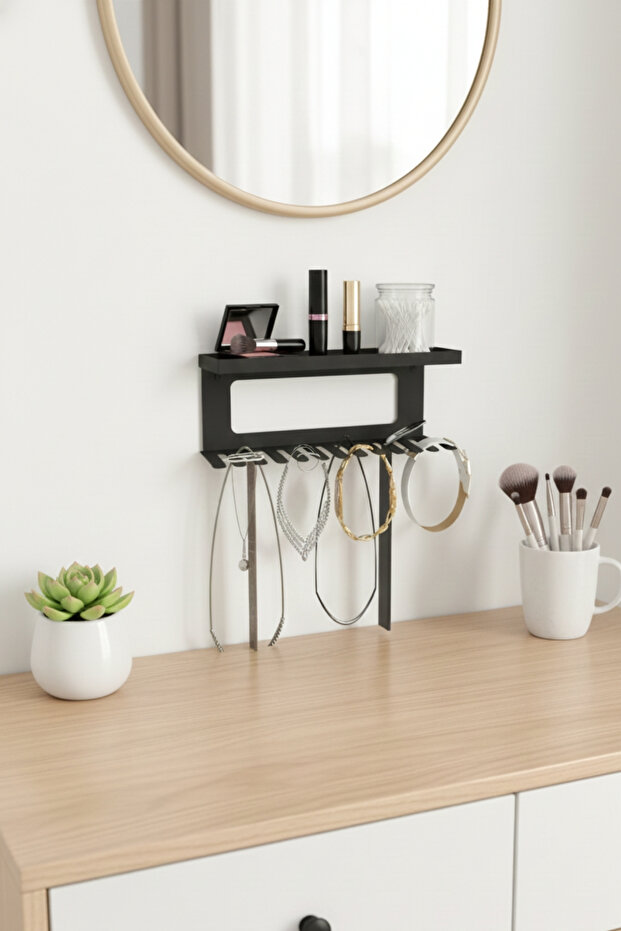 Decorative Metal Jewelry Organizer Wall Shelf Makeup and Accessories Organizer