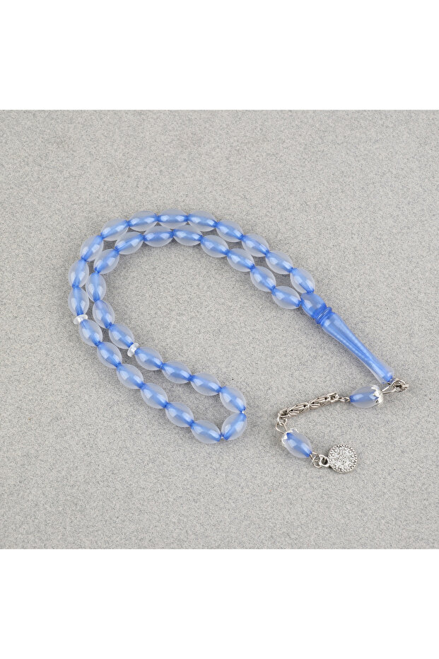 Glow-In-The-Dark Cat's Eye Alpaca Tassel Cut 7X11Mm Prayer Beads - Blue