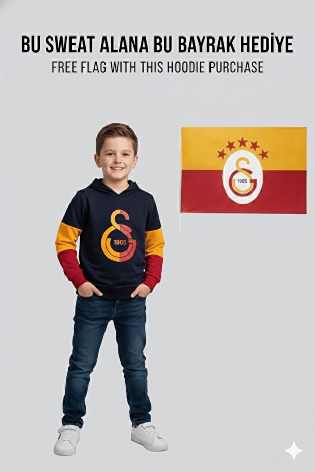 Licensed Logo Black Hooded Child Sweat Flag Gift