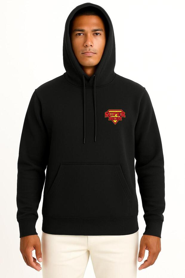 Hooded Super Mom - Super Mom Pocket Printed Unisex Sweatshirt