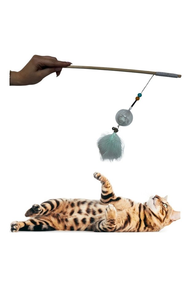 Plush Animal Figured Sound Cat Fishing Rod Toy - Fun and Moving Plush Cat Toy
