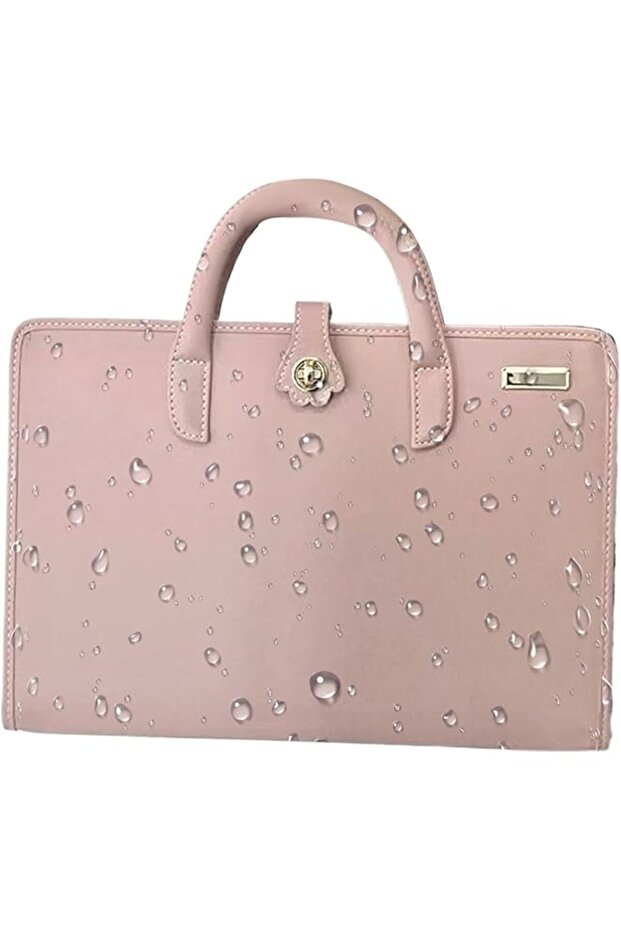 Leather Laptop Sleeve - Laptop Bag PU Leather Pink With Handle - Waterproof Computer Accessory Noteb