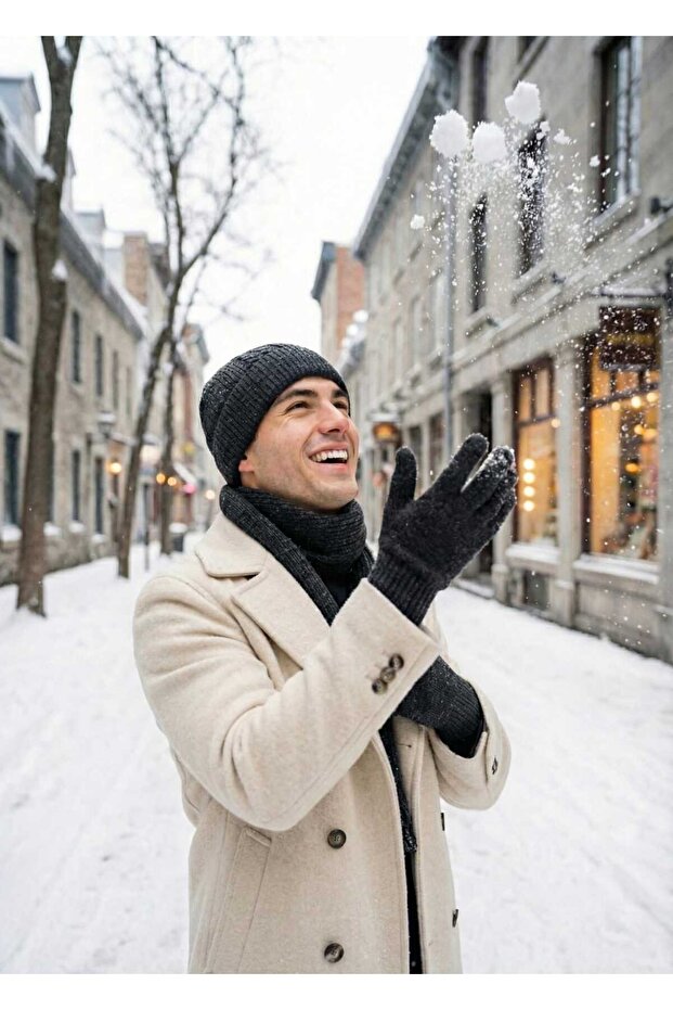 Nordic Style Winter Men's Beanie Scarf Gloves Accessory Set