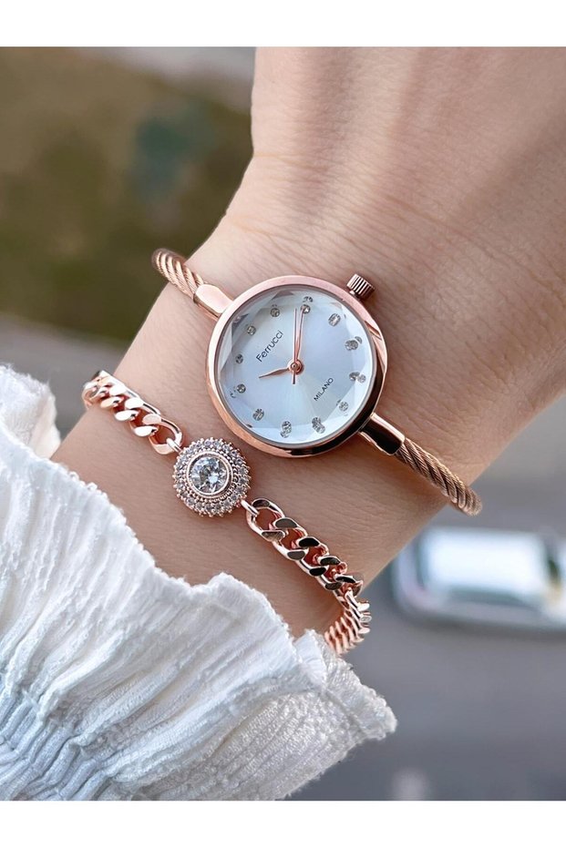 Small Vintage Case Steel Strap 2 Years Warranty 3 Atm Women Wristwatch+Bracelet Ff.01142.3