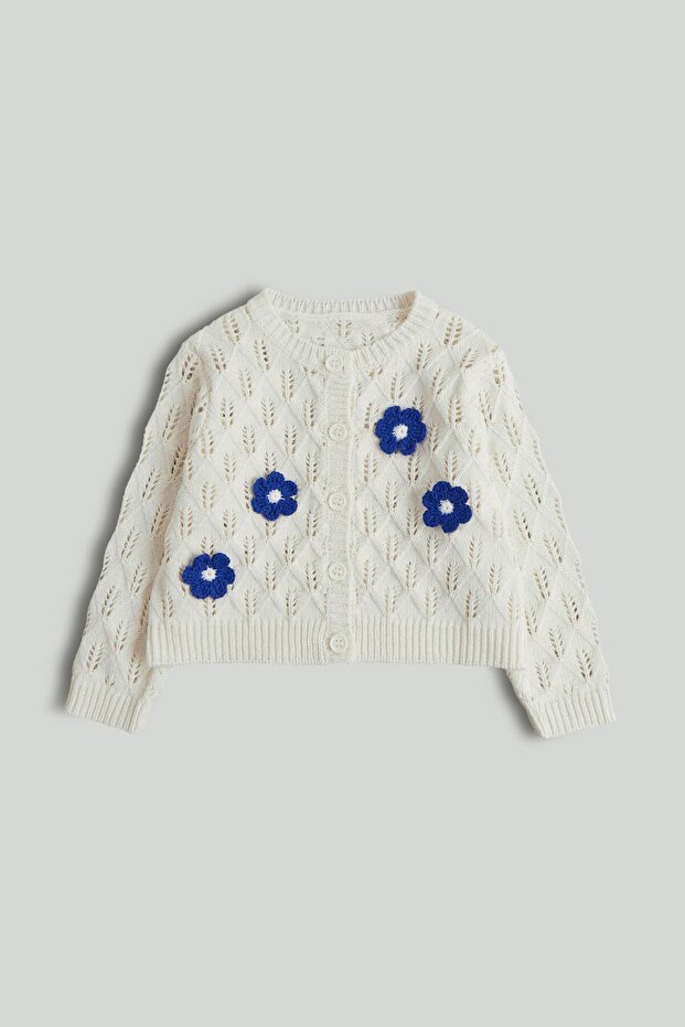 White Crochet Flower Cardigan