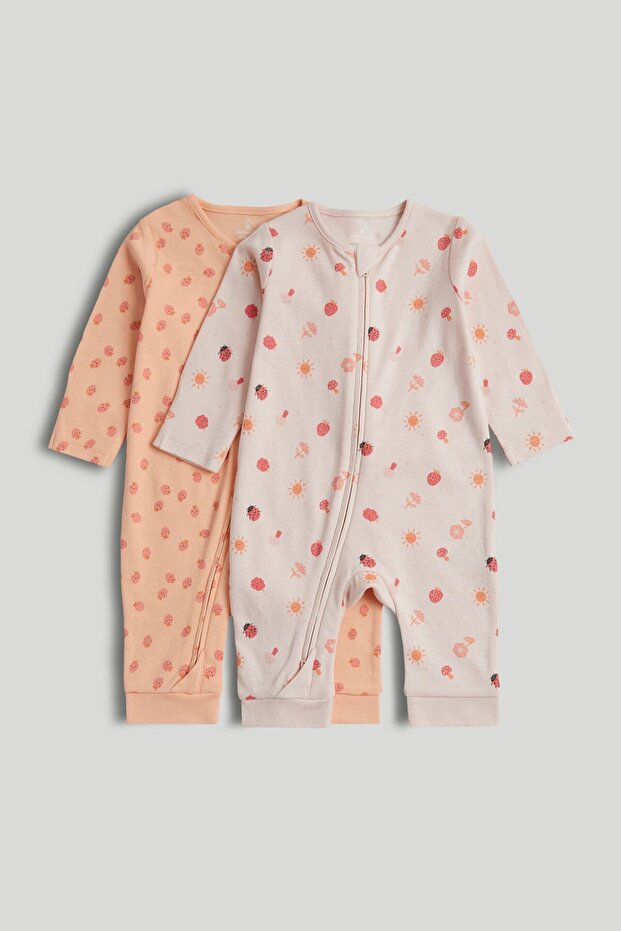 2 Pack Footless Zip-Up Sleepsuits