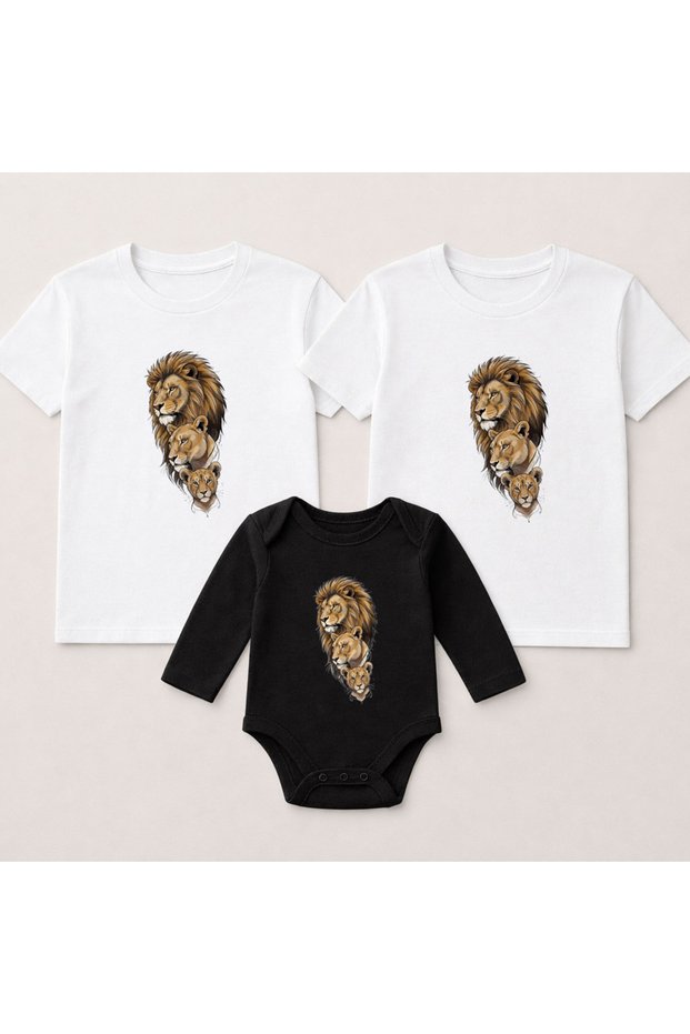 Aslan Mom Dad Baby Printed Mother Father Baby Family T-Shirt Bodysuit Combination