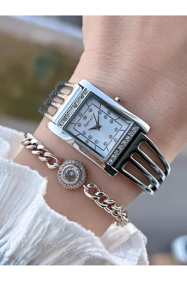 Rib Design Steel Band 3 Atm 2 Years Warranty Women Wristwatch+Bracelet Fk11061.F3
