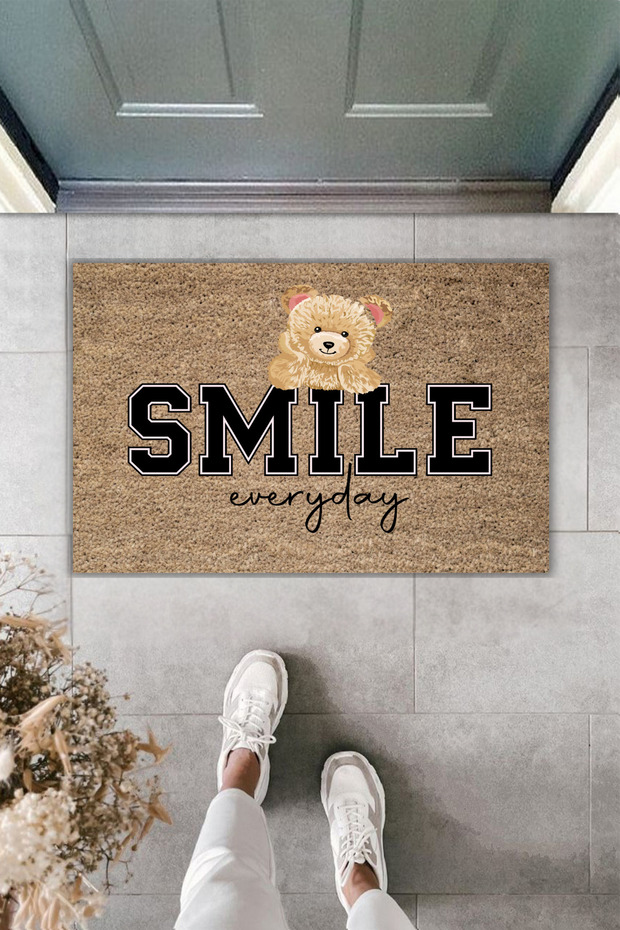 Modern Digital Print Doormat - Teddy Bear Smile Everyday - Door Mat 70X45Cm