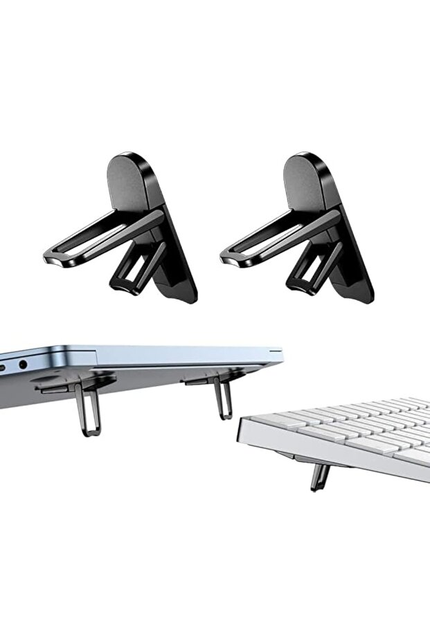 Portable Mini Laptop Stand, Adjustable Height for 10-17" Laptops, Self-Adhesive & Foldable, Compatib