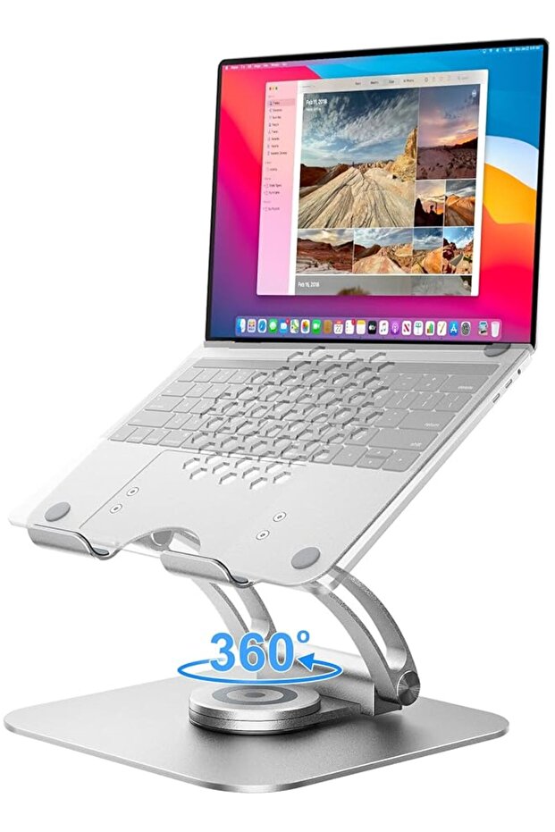 Swivel Laptop Stand for Desk, Adjustable Computer Stand Laptop Holder with 360° Rotating Base, Ergo