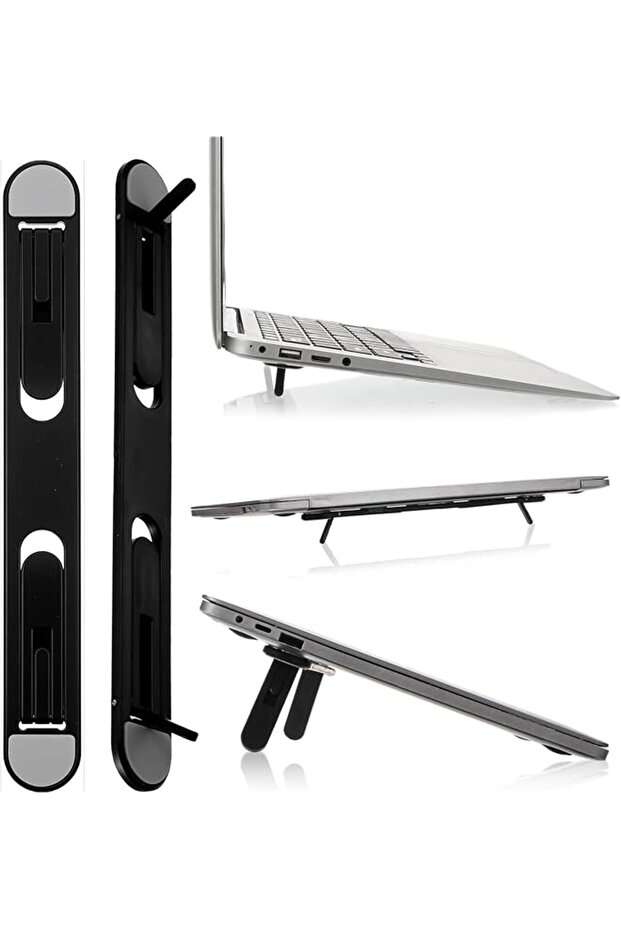 2 Pcs Ergonomic Foldable Keyboard Riser Stand with Dual Angle Adjustable Laptop Feet, Portable Light