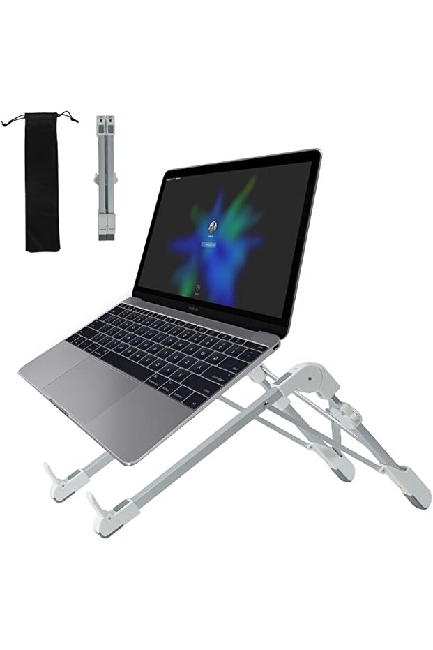 Adjustable Laptop Stand for Desk, Aluminum Alloy Notebook Stand with Anti-Slip Silicone Pads, Foldab