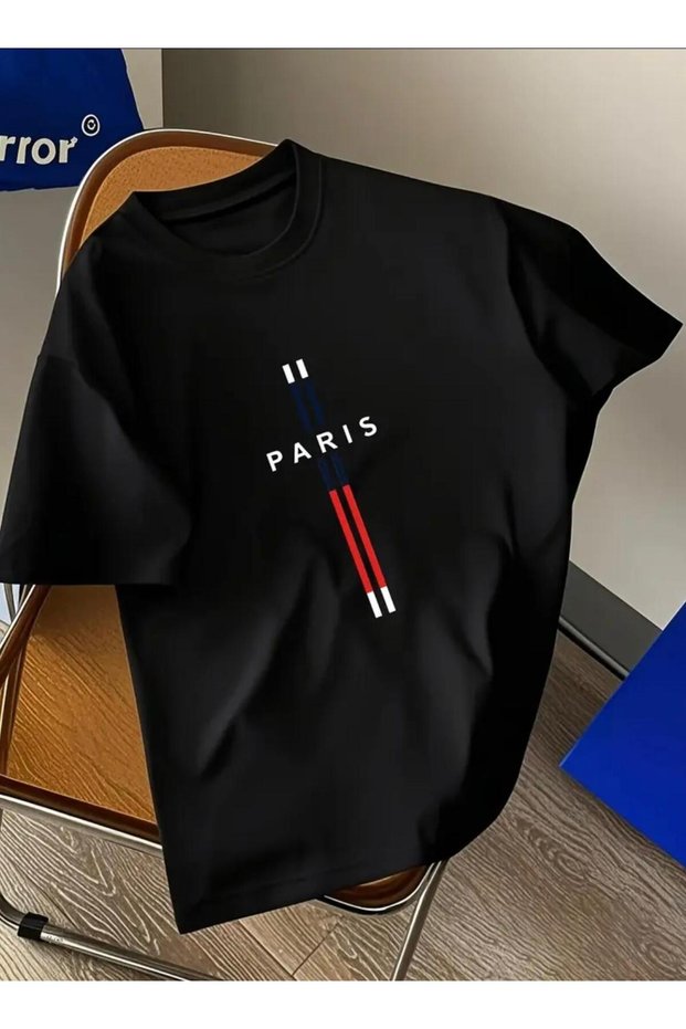 Paris Printed Crew Neck Short Sleeve Men'S-Women's Tshirt