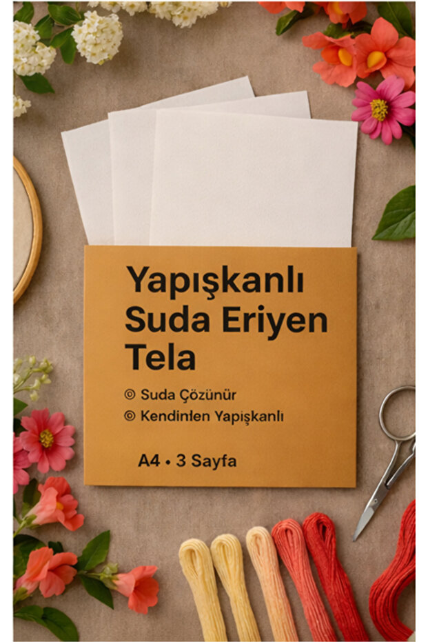 Liva Craft Yapışkanlı Suda Eriyen Tela - A4 x 3 Sayfa