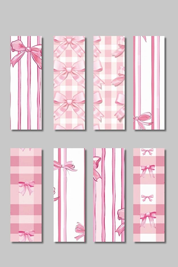 Pink Bows Design Gift 8-Piece Bookmark Set