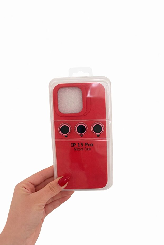 غطاء هاتف سيليكون متوافق مع آيفون 15 برو مع حماية للكاميرا - 2