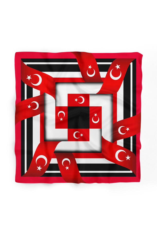 منديل/وشاح بنمط العلم التركي مقاس 55×55 سم