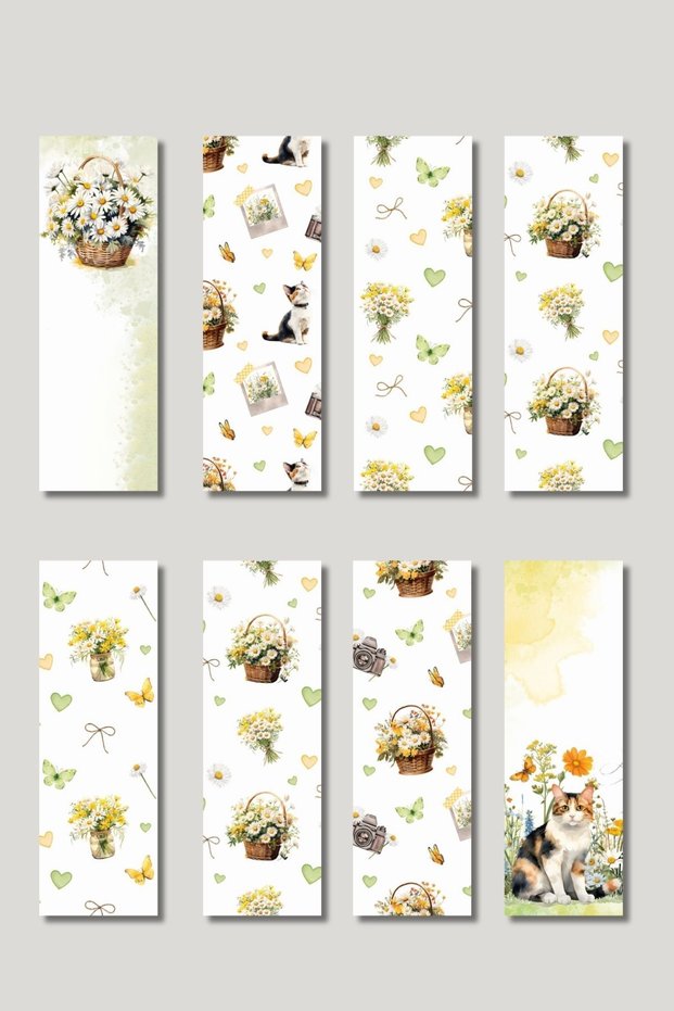 Daisy and Wildflowers Design Gift Bookmark Set of 8