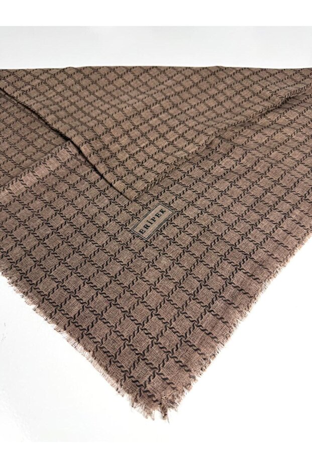 Eșarfă din in cu model - 06112-20 - 1