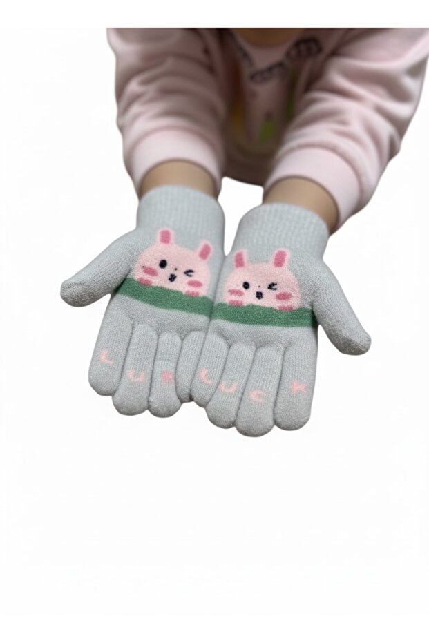 3-6 Yaş Kız Çocuk Örme Eldiven - 1