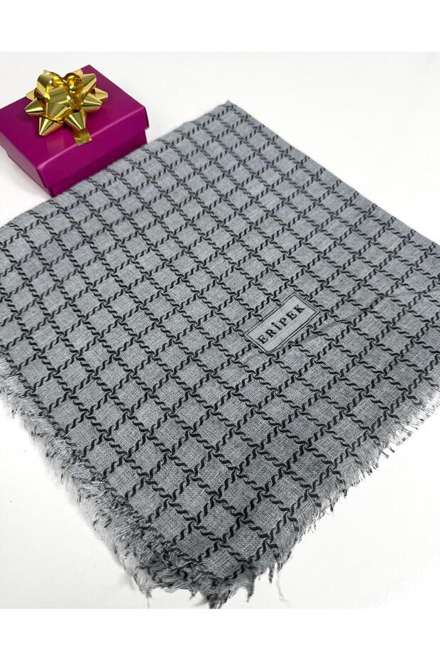 Eșarfă din in cu model - 06112-10 - 2