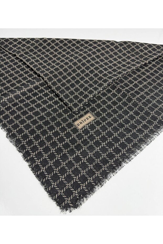 Eșarfă din in cu model - 06112-29 - 1