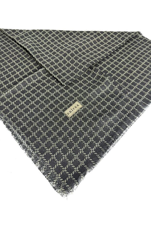 Eșarfă din in cu model - 06112-26 - 1